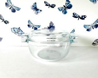 Pyrex Clear 454, Mid-Century Casserole Dish | Transparent Glass Made In France | 1.5 Quart (8.5 X 3.5)