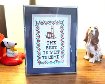Vintage Framed Cross Stitch: The Is Yet To Come, Rocking Chair