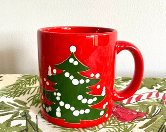 Red Waechtersbach Christmas Tree Mug, Waechtersbach Christmas Coffee Cup