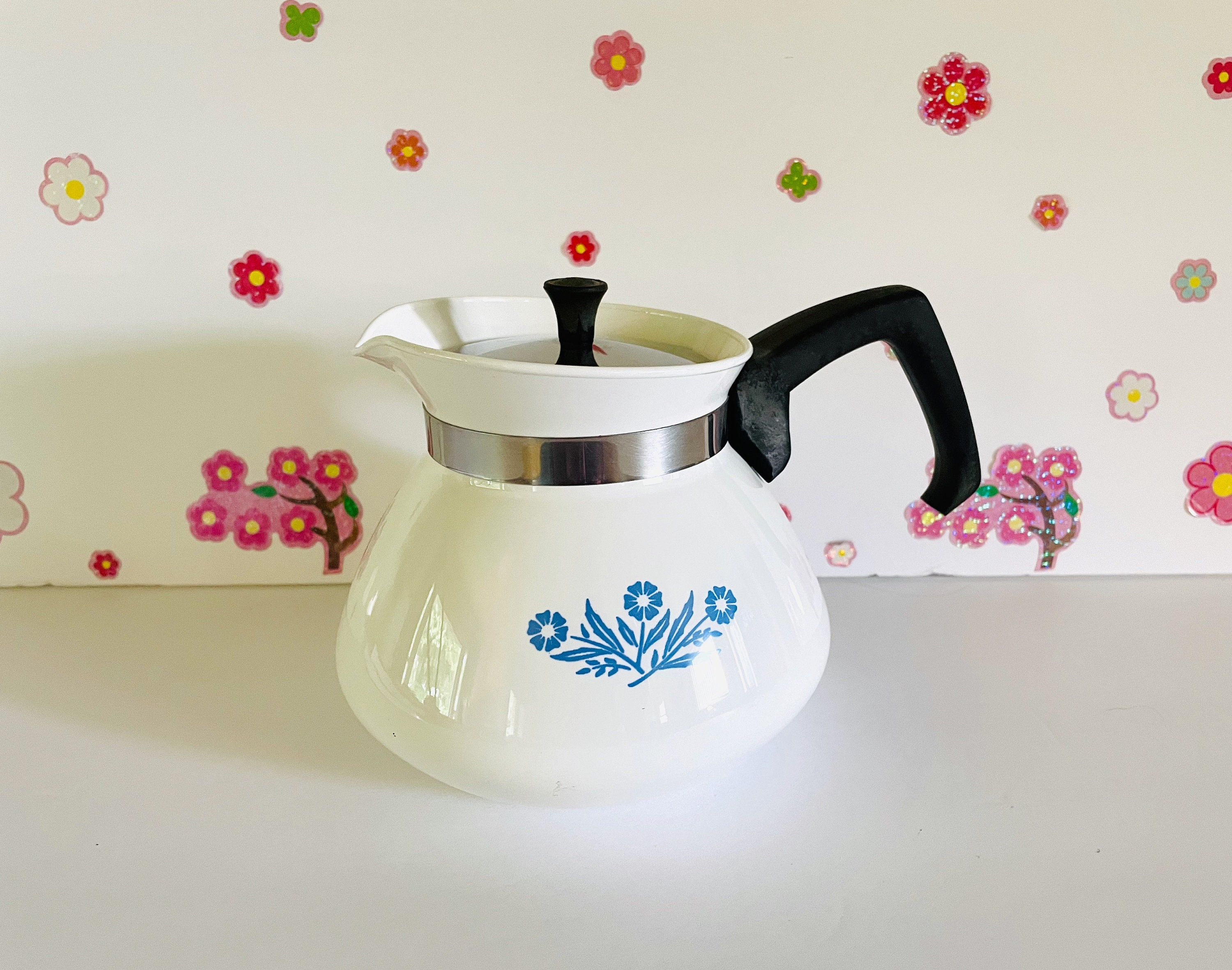 Corning Blue Cornflower Tea Kettle Corningware Cornflower Etsy