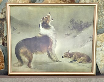 Large Framed Lithograph 'Shepherd's Call' August Friedrich Schenck, Albrecht Schenck 'Found' Numbered Print By Giant Photos, G.P. 158 LITHO