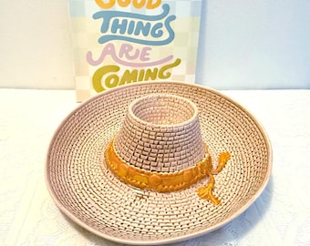 Whittier Sombrero Chip and Dip, WPO Chip N Dip Server, Sombrero Chip and Queso Server, Mexican Hat Chip and Salsa Bowl