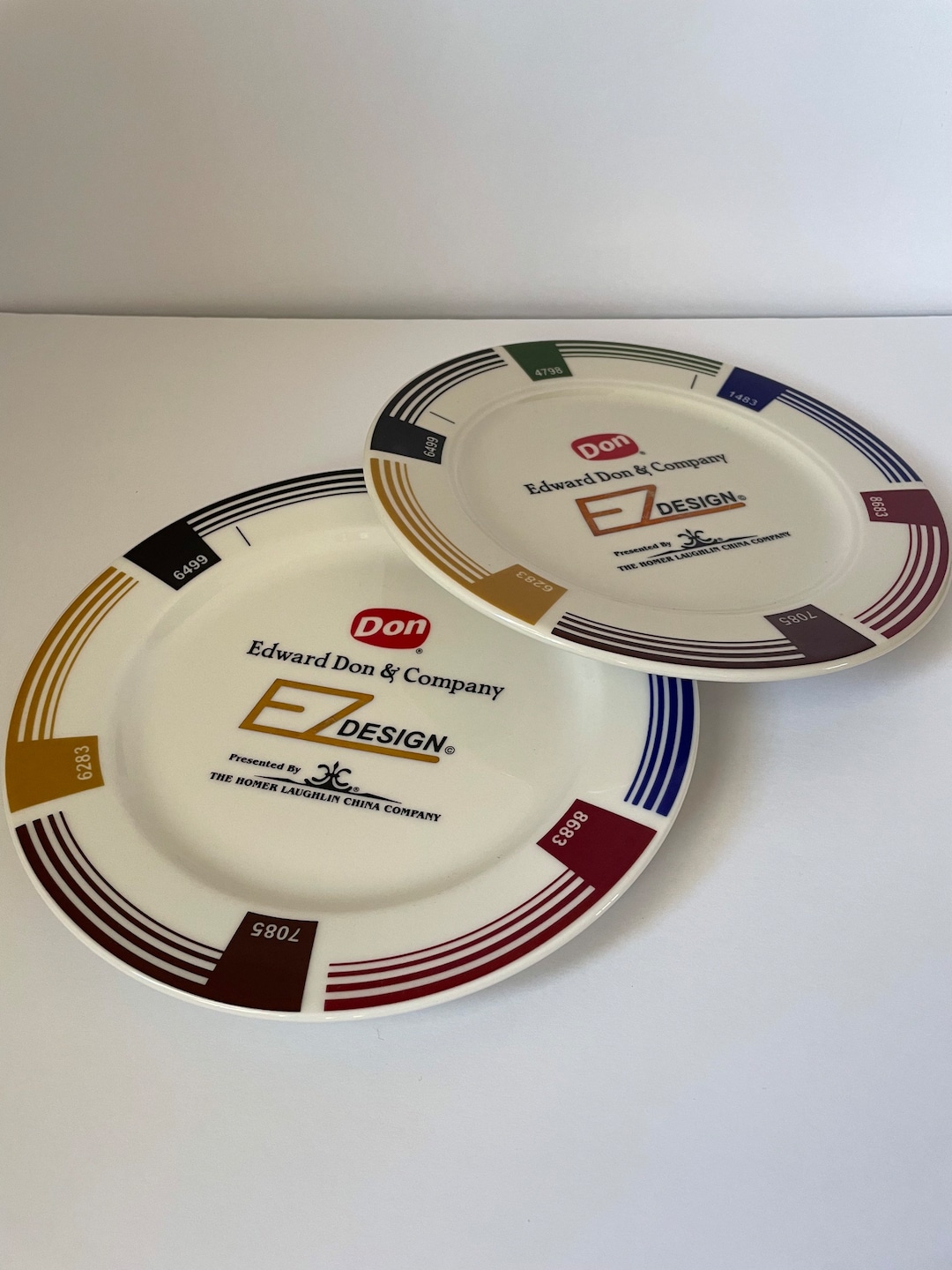 2 Vintage Homer Laughlin Restaurant Ware Pristine Color Sample Plates