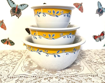 Complete Set Vintage Corning Coordinates Casa Flora Nesting Mixing Bowls