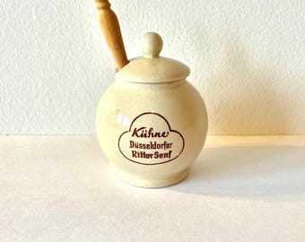 Vintage German Mustard Jar: Kühne Düsseldorfer Ritter Senf with Spoon