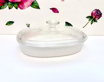 Vintage Corning Ware 1.5 Quart French White Casserole, F-6-B 1.8 Liter