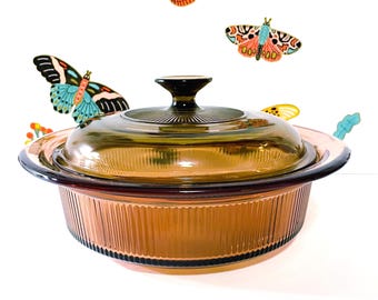 Vintage Pyrex Vision Amber 1.5 Quart Casserole Corning USA