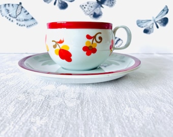 Vista Alegre Block Paprika Cups and Saucer,  1980s Cup and Saucer