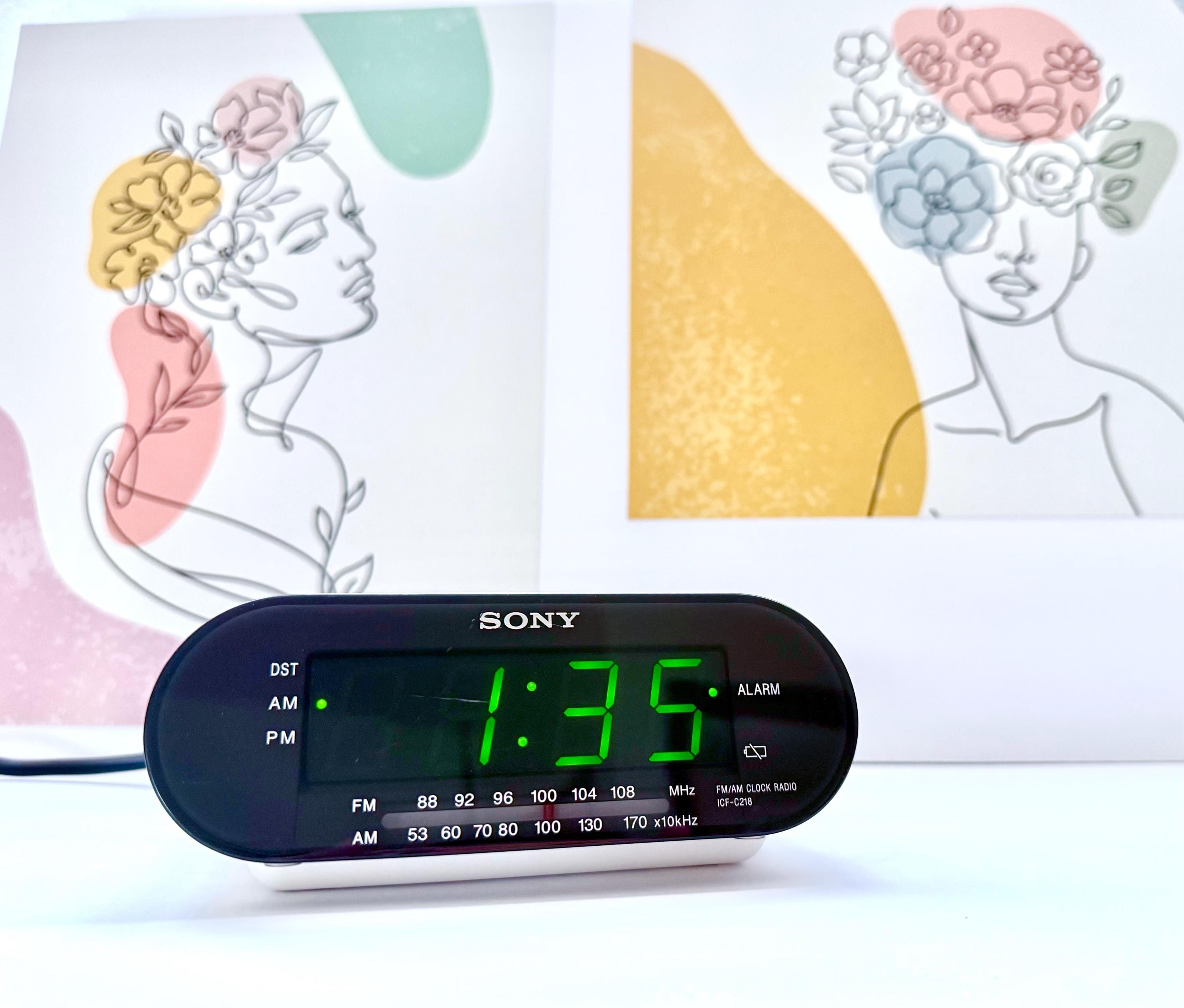 Sony Dream Machine Alarm Clock, Vintage White Digital Radio - ICF