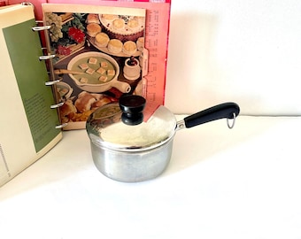 Vintage Revere Ware 1 Quart Saucepan, 80s Revere Ware Disk Bottom Tri-Ply Saucepan, Revere 18/10 Stainless Steel Small Cooking Pot With Lid