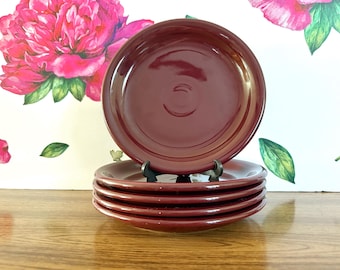 Claret Fiesta Salad Plates, Maroon Vintage (Set of 5, 7.25")