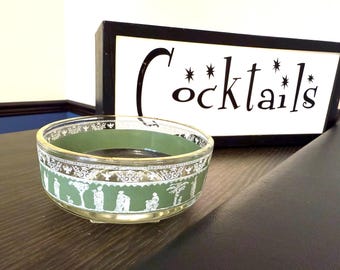 Vintage Green Hellenic Jeannette Grecian 4.5" Nappy/Snack Bowl