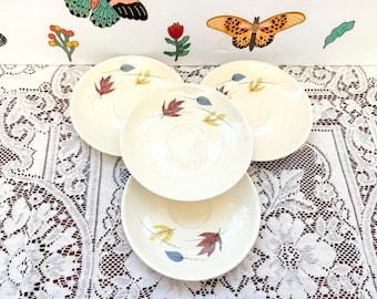 Franciscan Autumn, Vintage Saucers | Earthenware, Falling Leaves Pattern | 6in Diameter, Set Of 4, Made In USA