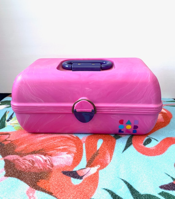 Bright Pink 1980s Caboodle Make-Up Case With Mirro