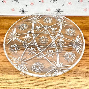 Anchor Hocking Prescut Clear Sandwich Plate, Anchor Hocking Star of David Platter, 1960s Anchor Hocking Prescut Clear 11&quot; Serving Platter