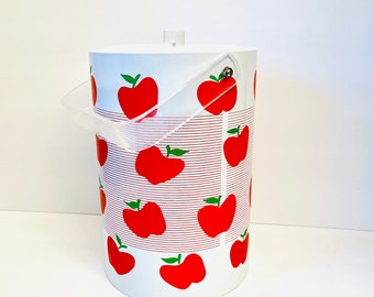 Vintage 80's David Davir Vinyl Ice Bucket, Apples All Over Large Ice Bucket, Apple Ice Bucket, Apple Wine Chiller