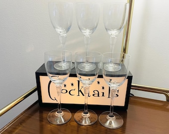 6 Lead Crystal Water Goblets, Made in USA Art Deco Water Goblets, Elegant Vintage Keyhole Stem Water Goblets