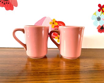 Pair Fiesta Rose Pink Homer Laughlin Denver Mugs