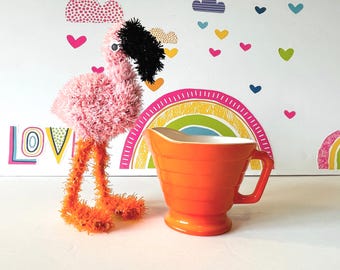 Art Deco Hazel Atlas Creamer, Orange Platonite (Small Footed Pitcher)