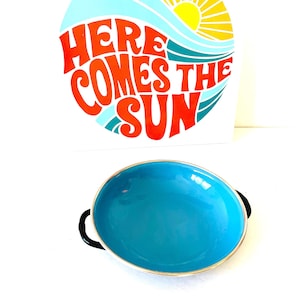 Blue Emo Celje Enamelware Pan: Small Vintage Yugoslavia Skillet