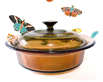 Vintage Pyrex Vision Amber 1.5 Quart Casserole Corning USA
