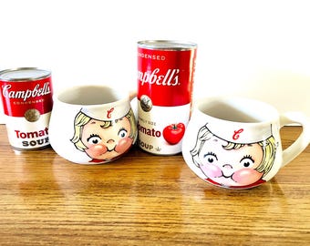 Pair Campbell's Kids Soup Bowls, Campbell's Kids Mugs, Vintage Campbell's Soup Bowls, 90's Campbell's Soup Mugs