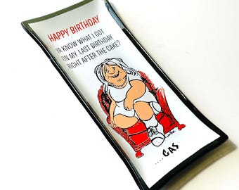 Houze Art Occasional Dish: Vintage 60s Humorous Glass (6" x 3")