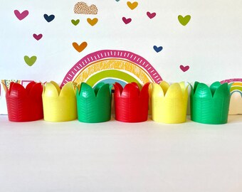 6 Tulip Primary Colors Dapol Plastics INC Cup Holders, Plastic Colorful Drink Holders