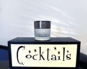 Vintage Culver Platinum CUV86 Old Fashioned Cocktail/Rocks Glass