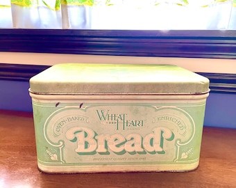 70s Tin Bread Box, R&D Co. Vintage Wheat Heart Breadbox, Rustic Primitive Vintage Bread Box, Country Kitchen Bread Box, Farm House Bread Box