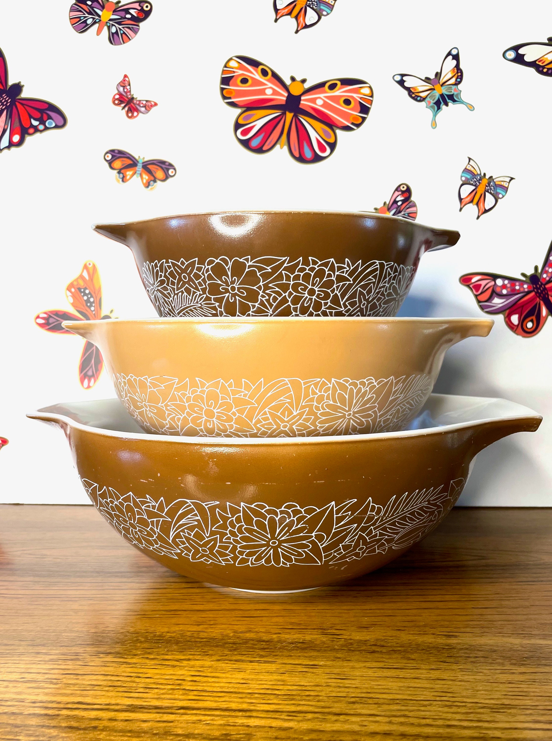 Pyrex Woodland Cinderella Mixing Bowls, Pyrex Woodland 444, Pyrex