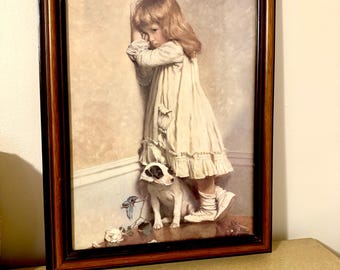 Charles Burton Barber "Disgrace" Framed Art Print, Girl In Time Out With Dog