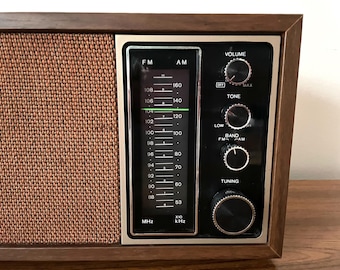 Solid State Sony Radio: Vintage 70s Wood Grain (AM/FM) Model TFM