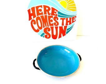 Blue Emo Celje Enamelware Pan: Small Vintage Yugoslavia Skillet