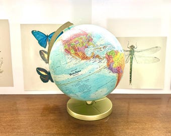 Vintage 1980s Replogle 12" World Nation Series Relief Globe