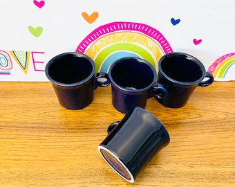 4 Cobalt Fiesta Mugs, Homer Laughlin Fiesta Cobalt Blue Coffee Mugs,  P86 Cobalt Fiestaware Ring Handle Coffee Cups, 4 Dark Blue Fiesta Mugs