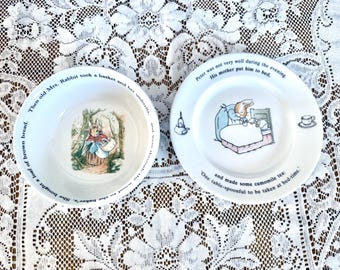 2 Piece Wedgwood Beatrix Potter Peter Rabbit Child's Dish Set