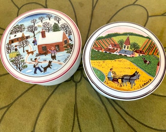 Two VILLEROY & BOCH Design Naif Candy Boxes, Naif Christmas Candy Box, Villeroy and Boch Candy Dishes, Villeroy and Boch Trinket Boxes