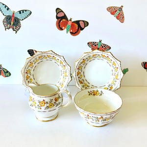 Azucarero y cuencos para bayas de porcelana fina Grosvenor, juego de postres Grosvenor Jackson & Gosling, juego de té de porcelana fina fabricado en Inglaterra