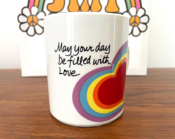 Featured listing image: Vintage AVON Love Mug: Rainbow Heart Coffee Cup, 1980s Easter Gift