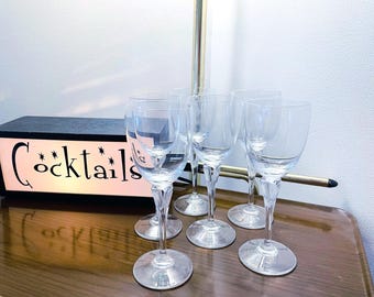 Vintage Lead Crystal Water Goblets - Art Deco Keyhole Stem, Set of 6