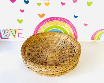 Vintage Wicker Paper Plate Holders, Set of 6, Picnic Basket Style