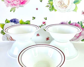5 Pyrex Ruby/Maroon Band Tableware Vegetable Bowls, Ruby Red Pyrex 9" Tableware by Corning Bowls, 1960s Diner Restaurant Ware Bowls