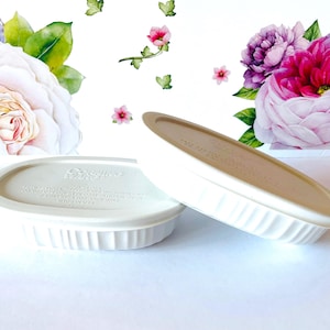 2 faitouts individuels avec couvercles Corning Ware blanc français, deux plats pour réfrigérateur en grès CorningWare, plats pour réfrigérateur 15 oz