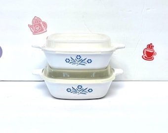 Corning Petite, Cornflower Blue Baking Dishes | Set Of 2, 12 Oz - Plastic Lids, Made In USA