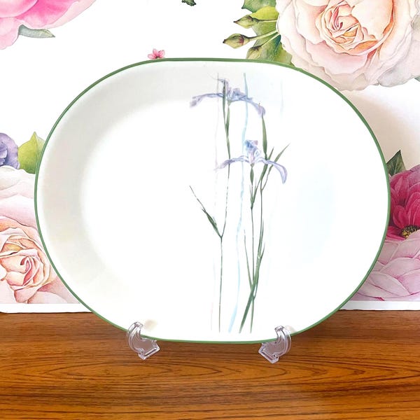 Plato Corelle Shadow Iris de 30 cm, plato grande Corning Shadow Iris, bandeja grande para servir Corning Ware Shadow Iris, plato Corning Purple Iris