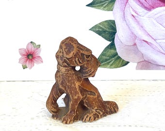 Vintage Mid Century  Wooden Hand Carved Scottish Terrier
