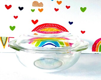 1950s Pyrex Covered Casserole - Clear Glass, 2 Quart Dish 024