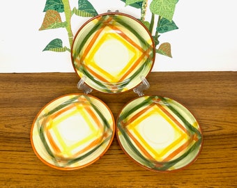 Homespun Metlox Poppytrail Vernon Saucers, Vernon Ware Yellow Brown & Green Plaid  Saucers, Mid Century Metlox Replacement Dinnerware