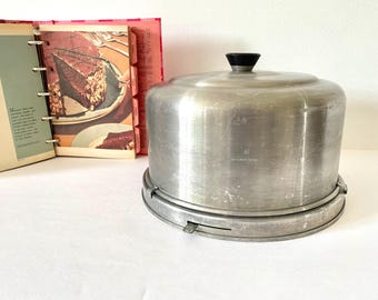 Mirro Cake Carrier, Brushed Aluminum Cake Carrier, Locking Cake Saver, Mid Century Aluminum Covered Cake Plate, Mirro Cake Taker, Mirro 2002